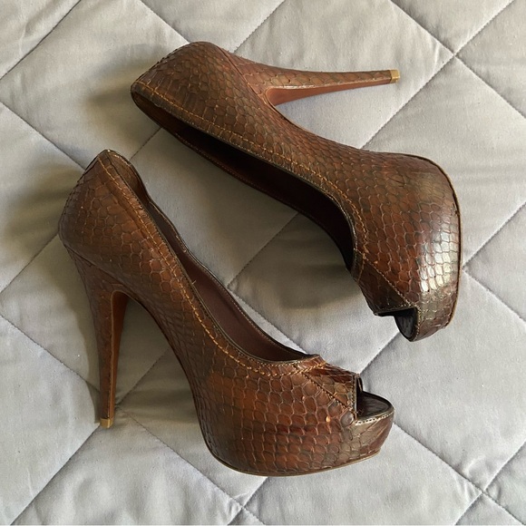 Miu Miu Python Peeptoe Platform Heels - Picture 3 of 14